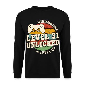 Level 31 unlocked - 31th anniversary - Unisex Sweatshirt - black - Front - Alina (178cm) & Michal (187cm)