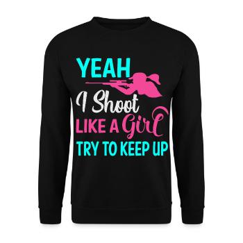 Shooting Girl - Unisex Pullover - Schwarz - Vorne - Alina (178cm) & Michal (187cm)