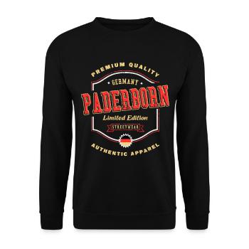 Paderborn Allemagne City Font Vintage Rétro - Sweat-shirt Unisexe - noir - Devant - Alina (178cm) & Michal (187cm)