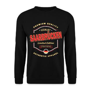 Sarrebruck Allemagne Ville Vintage Rétro - Sweat-shirt Unisexe - noir - Devant - Alina (178cm) & Michal (187cm)