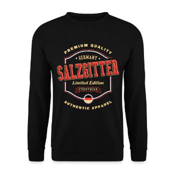 Salzgitter Germany City Font Vintage Retro - Unisex Sweatshirt - black - Front - Alina (178cm) & Michal (187cm)