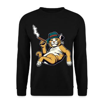 Katzen Katze Katzenshirt Katze Geschenkidee kitten - Unisex Pullover - Schwarz - Vorne - Alina (178cm) & Michal (187cm)