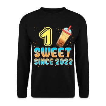 1. Geburtstag Bubble Tee - Unisex Pullover - Schwarz - Vorne - Alina (178cm) & Michal (187cm)