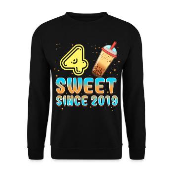 4. Geburtstag Bubble Tee - Unisex Pullover - Schwarz - Vorne - Alina (178cm) & Michal (187cm)