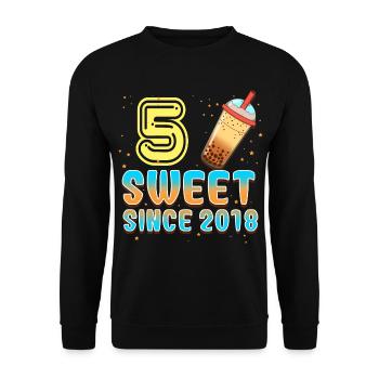 5. Geburtstag Bubble Tee - Unisex Pullover - Schwarz - Vorne - Alina (178cm) & Michal (187cm)