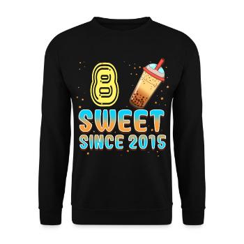 8. Geburtstag Bubble Tee - Unisex Pullover - Schwarz - Vorne - Alina (178cm) & Michal (187cm)