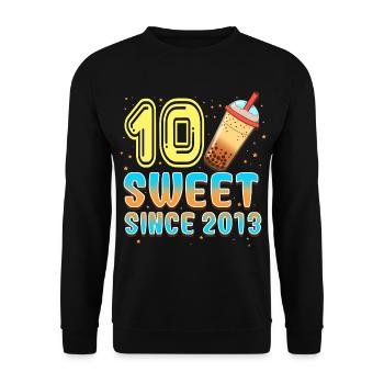 10. Geburtstag Bubble Tee - Unisex Pullover - Schwarz - Vorne - Alina (178cm) & Michal (187cm)