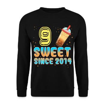 9. Geburtstag Bubble Tee - Unisex Pullover - Schwarz - Vorne - Alina (178cm) & Michal (187cm)