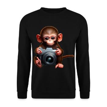 Little Monkey with Camera - Photographer Monkey - Unisex Sweatshirt - black - Front - Alina (178cm) & Michal (187cm)