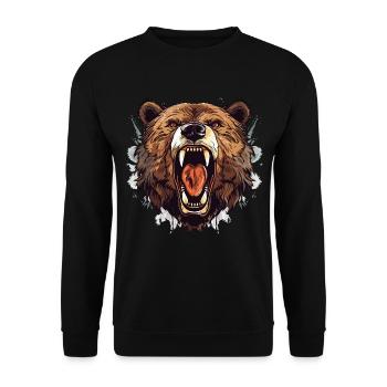 Bear Grizzly Bear Roars Bear Head Nature Wilderness Forest - Unisex Sweatshirt - black - Front - Alina (178cm) & Michal (187cm)
