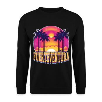 Fuerteventura Sommer Sonne Strand Meer Palmen - Unisex Pullover - Schwarz - Vorne - Alina (178cm) & Michal (187cm)