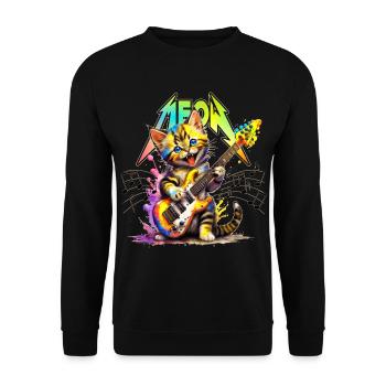 Meow-Kätzchen aus Metall – Regenbogen - Unisex Pullover - Schwarz - Vorne - Alina (178cm) & Michal (187cm)