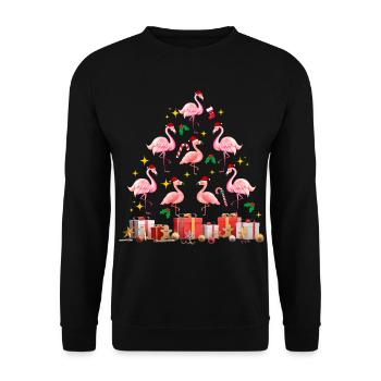 Flamant rose Noël. Cadeau de Noël - Sweat-shirt Unisexe - noir - Devant - Alina (178cm) & Michal (187cm)