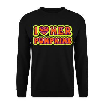 I Love Her Pumpkins Men's Halloween Costume - Unisex Sweatshirt - black - Front - Alina (178cm) & Michal (187cm)