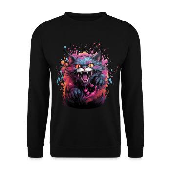 Evil kitty colorful - Unisex Sweatshirt - black - Front - Alina (178cm) & Michal (187cm)