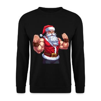 Bath Santa Claus Muscles Strong Christmas - Unisex Sweatshirt - black - Front - Alina (178cm) & Michal (187cm)