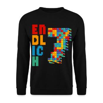 Endlich 7 Baustein - Unisex Pullover - Schwarz - Vorne - Alina (178cm) & Michal (187cm)