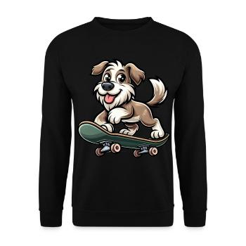 Cute Skater Dog - Unisex Pullover - Schwarz - Vorne - Alina (178cm) & Michal (187cm)