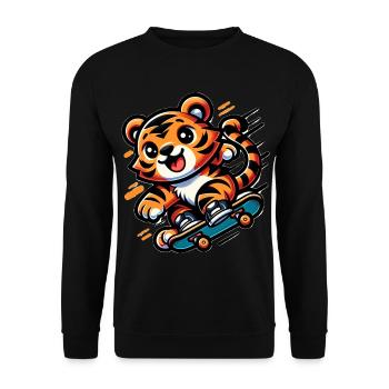 Tigre patineur mignon - Sweat-shirt Unisexe - noir - Devant - Alina (178cm) & Michal (187cm)