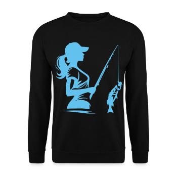 Female Angler – Top Angel Design - Unisex Sweatshirt - black - Front - Alina (178cm) & Michal (187cm)
