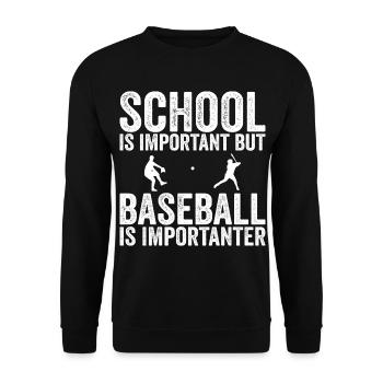 Schule ist wichtig, aber Baseball ist noch wichtiger - Unisex Pullover - Schwarz - Vorne - Alina (178cm) & Michal (187cm)
