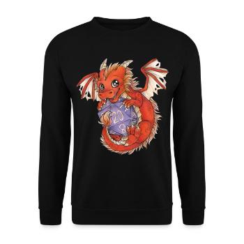 Drache Dragon mit D20 Würfel Dice Rollplay game - Unisex Pullover - Schwarz - Vorne - Alina (178cm) & Michal (187cm)