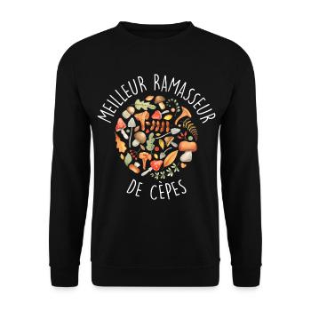 Cèpe Champignons champignon Ramasseur Cueillette - Sweat-shirt Unisexe - noir - Devant - Alina (178cm) & Michal (187cm)