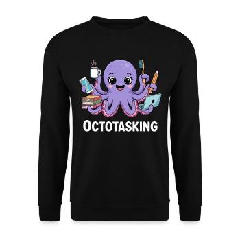 Octotasking Creature in Multitask Mode - Unisex Sweatshirt - black - Front - Alina (178cm) & Michal (187cm)