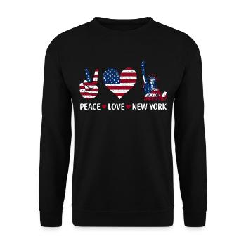 Peace Love New York - Unisex Pullover - Schwarz - Vorne - Alina (178cm) & Michal (187cm)