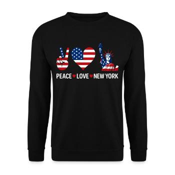Peace Love New York - Unisex Pullover - Schwarz - Vorne - Alina (178cm) & Michal (187cm)
