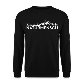 Nature Man Outdoor Camping Motif - Unisex Sweatshirt - black - Front - Alina (178cm) & Michal (187cm)