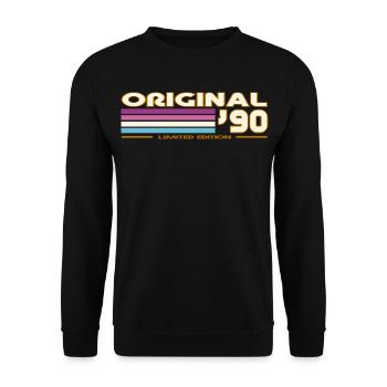 Originale 90er Retro-Streifen - Unisex Pullover - Schwarz - Vorne - Alina (178cm) & Michal (187cm)