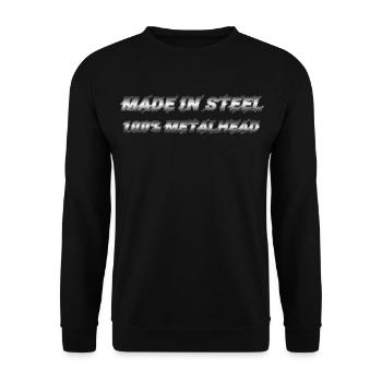 Steel Metal Metalhead Font - Unisex Sweatshirt - black - Front - Alina (178cm) & Michal (187cm)