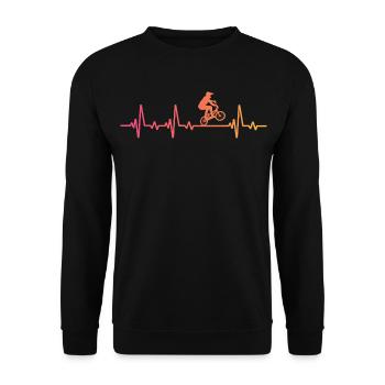 BMX Bike Sunset BMX Rider's Heartbeat - Unisex Pullover - Schwarz - Vorne - Alina (178cm) & Michal (187cm)