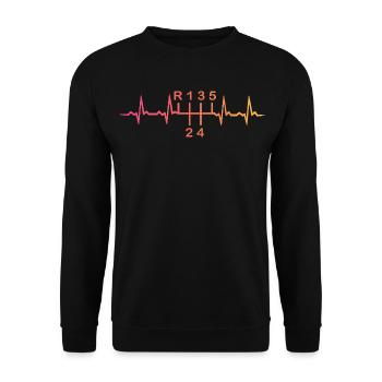 5-Gang-Schaltgetriebe Sunset Heartbeat - Unisex Pullover - Schwarz - Vorne - Alina (178cm) & Michal (187cm)