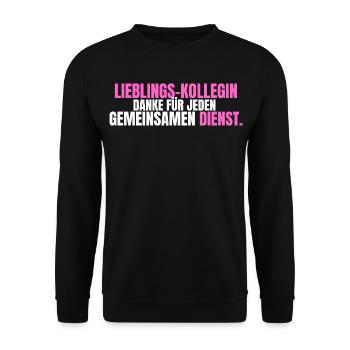 Lieblings-Kollegin: Danke für jeden Dienst - Unisex Pullover - Schwarz - Vorne - Alina (178cm) & Michal (187cm)