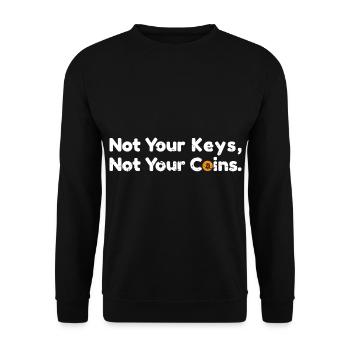 Not your keys not your coins Bitcoin Spruch Zitat - Unisex Pullover - Schwarz - Vorne - Alina (178cm) & Michal (187cm)