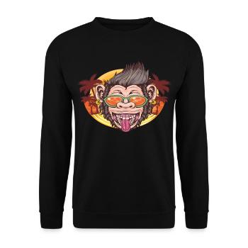Cooler Affe Strand Geschenk - Unisex Pullover - Schwarz - Vorne - Alina (178cm) & Michal (187cm)