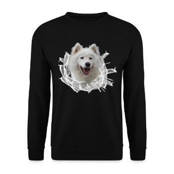 Samojede im Glasloch - Unisex Pullover - Schwarz - Vorne - Alina (178cm) & Michal (187cm)