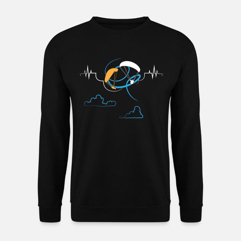 Gleitschirm Gleitschirmfliegen Herzschlag EKG - Unisex Pullover - Schwarz