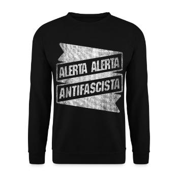 ALERTA ALERTA ANtiFAscIsTA ANTIFA - Sweat-shirt Unisexe - noir - Devant - Alina (178cm) & Michal (187cm)
