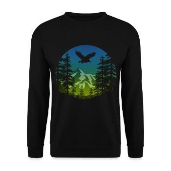 Eagles and mountains (round / blue / green) - Unisex Sweatshirt - black - Front - Alina (178cm) & Michal (187cm)