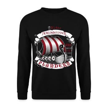 Nordmann Vikings plunder instead of sports gamershirt - Unisex Sweatshirt - black - Front - Alina (178cm) & Michal (187cm)