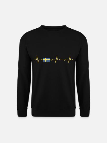 Schweden Flagge Herzschlag Schwedenurlaub Natur - Unisex Pullover - Schwarz