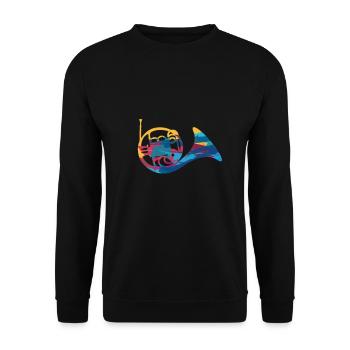 Horn French Horn Horn Orchestra Gift - Unisex Sweatshirt - black - Front - Alina (178cm) & Michal (187cm)
