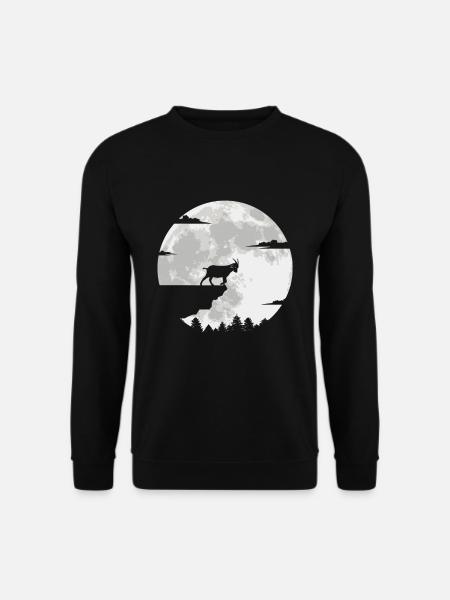 Ziege Geschenk Ziegen Steinbock Ziegenböcke Mond - Unisex Pullover - Schwarz