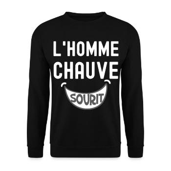 Homme chauve sourit 2.png - Sweat-shirt Unisexe - noir - Devant - Alina (178cm) & Michal (187cm)