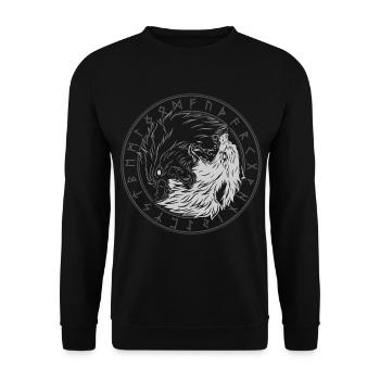 Sons Of Fenrir - Sköll and Hati - Ying Yang Wolf - Unisex Pullover - Schwarz - Vorne - Alina (178cm) & Michal (187cm)