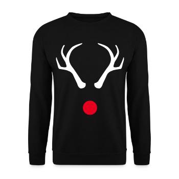 Rentier Rote Nase Weihnachten - Unisex Pullover - Schwarz - Vorne - Alina (178cm) & Michal (187cm)