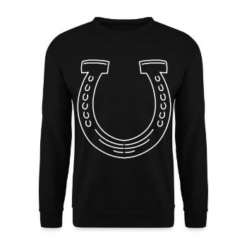 Hufeisen Symbol - Unisex Pullover - Schwarz - Vorne - Alina (178cm) & Michal (187cm)